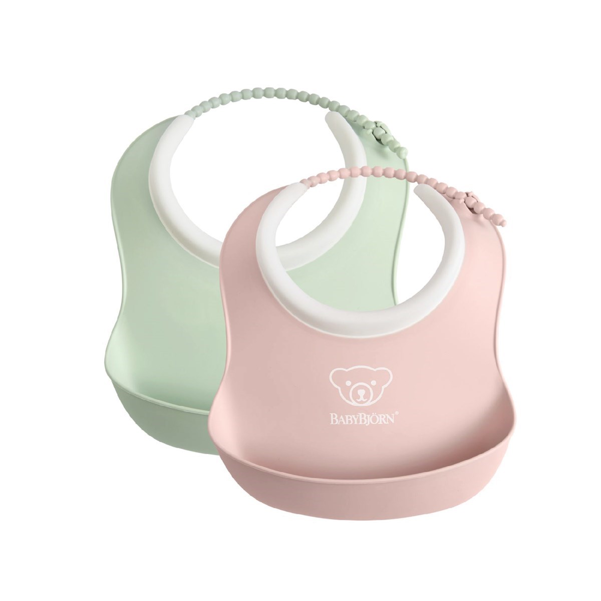 BabyBjörn 2´li Mini Yumuşak Plastik Mama Önlüğü Powder Green / Pink