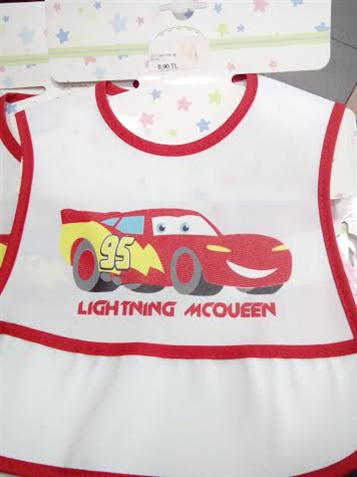 Disney lightning MCQueen cepli önlük beyaz