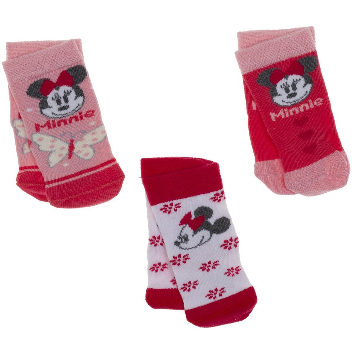 Disney Minnie Mouse Lisanslı 3'lü Yeni Doğan Bebek Çorabı 0181