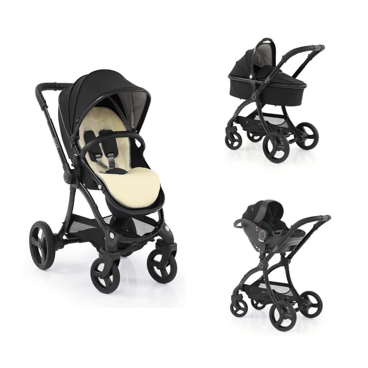 Egg2® Özel Seri Travel Set Bebek Arabası Portbebeli - Just Black