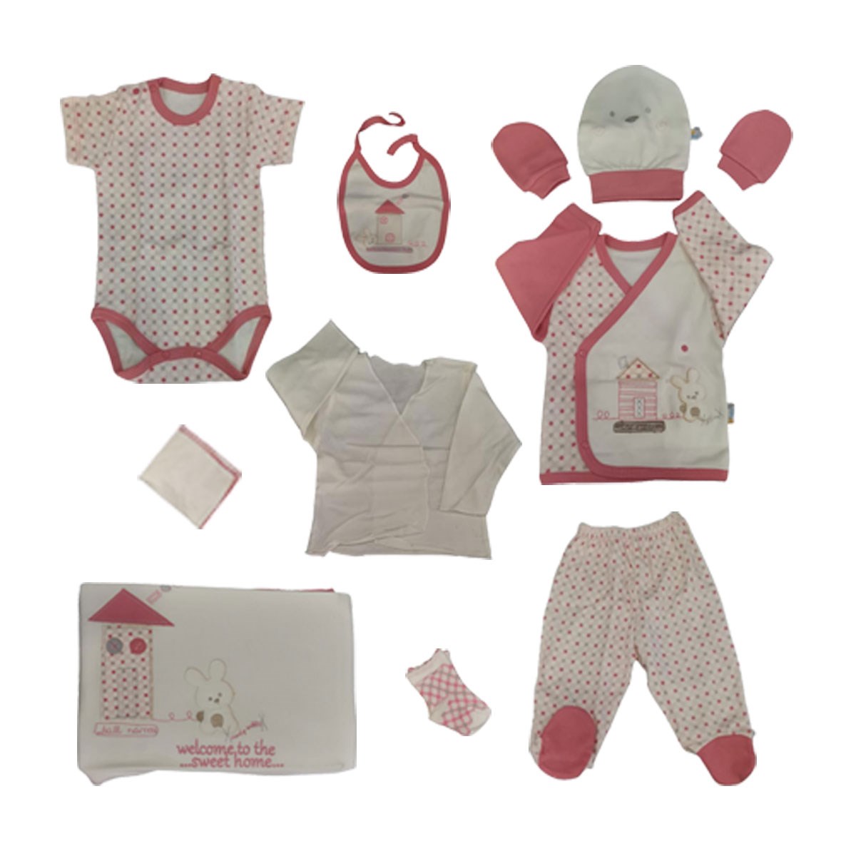 Ekose Home 10´Lu Zıbın Seti Fuşya