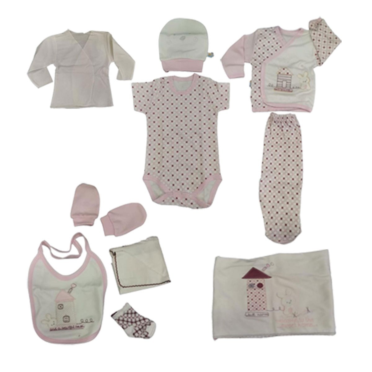 Ekose Home 10´Lu Zıbın Seti Pembe