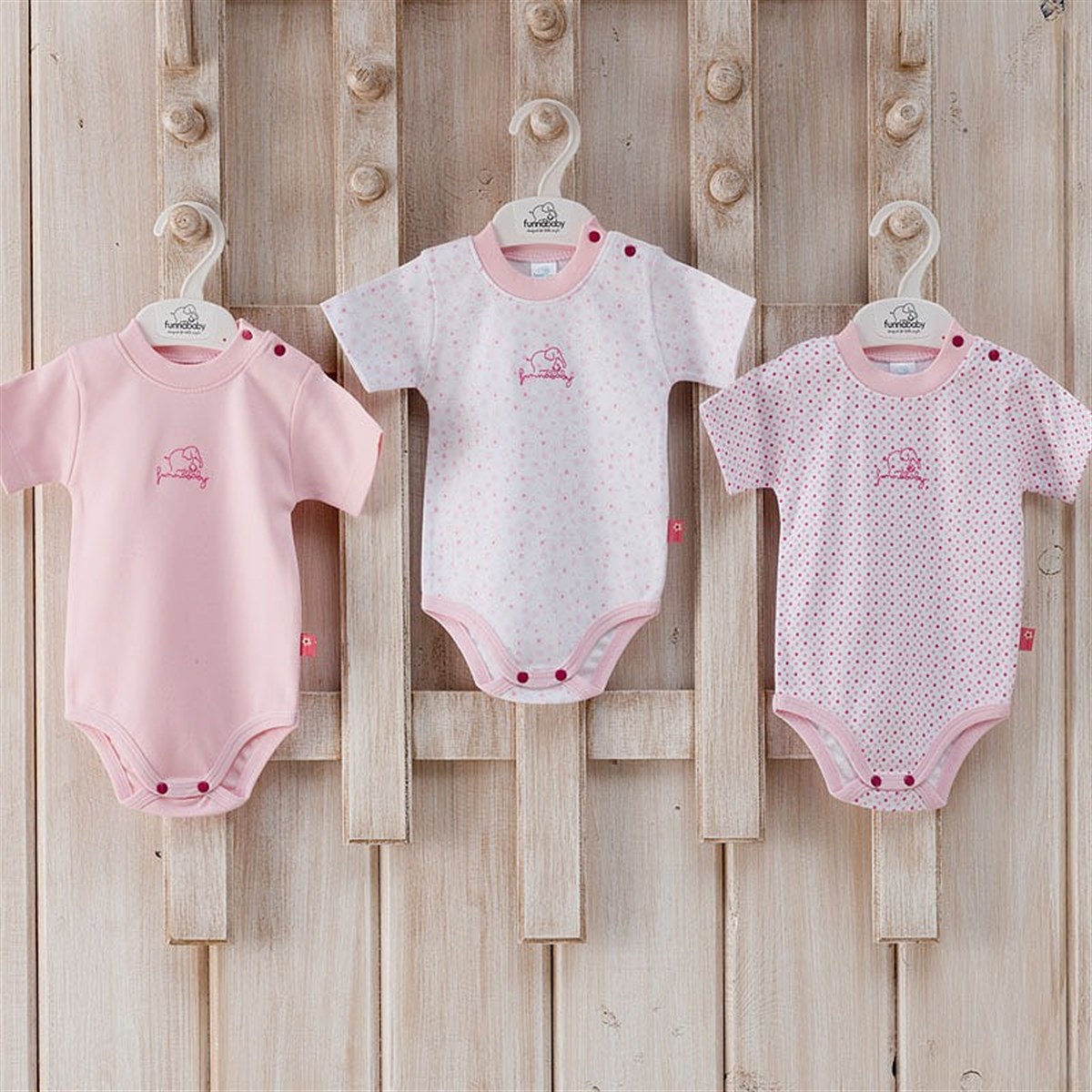 Funnababy Grandma Kısa Kollu Body 3`lü Pembe
