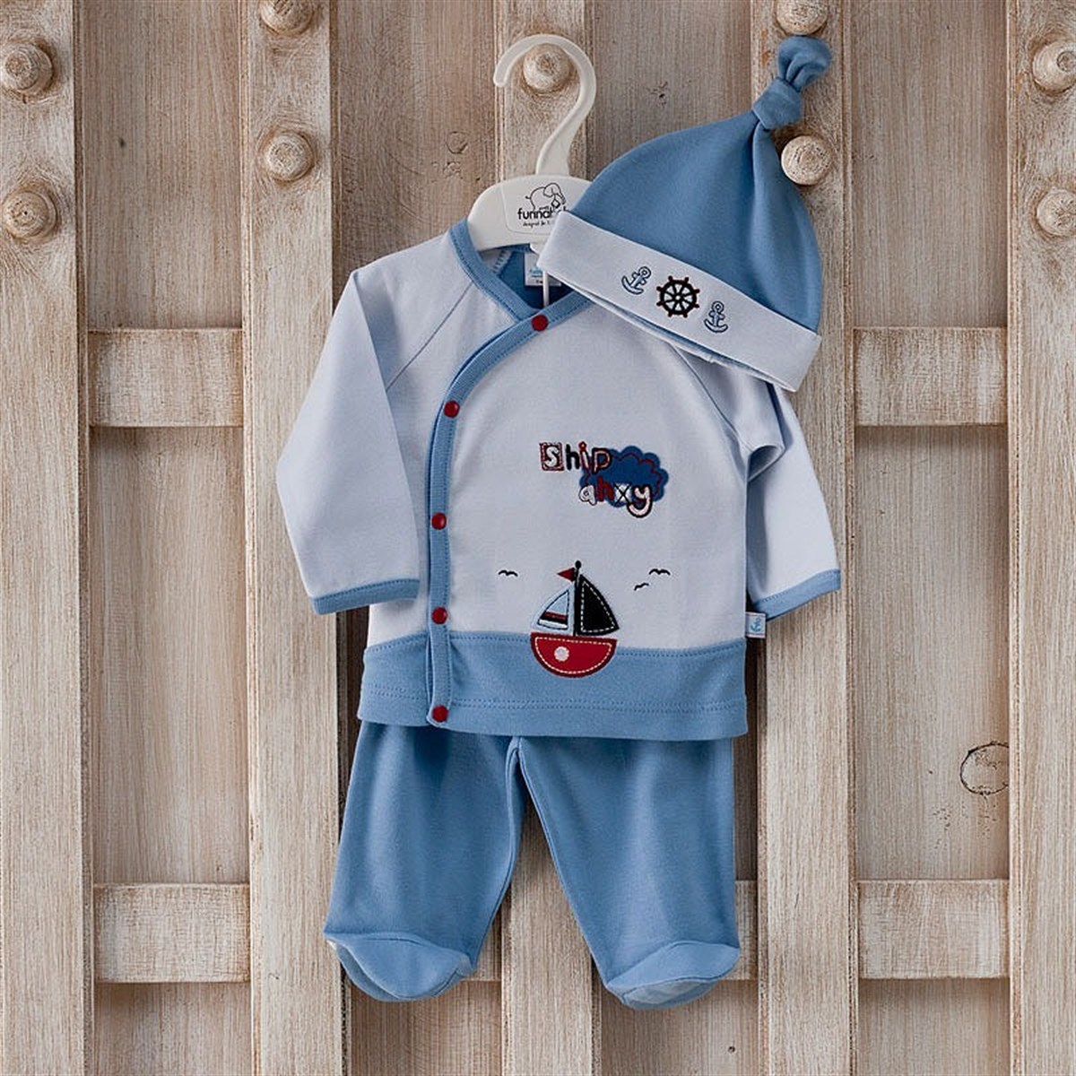 Funnababy Marine Ceket Pantolon Şapka Mavi