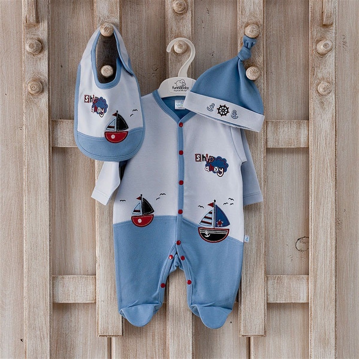 Funnababy Marine Tulum Şapka Önlük Mavi 0  3 Ay Mavi