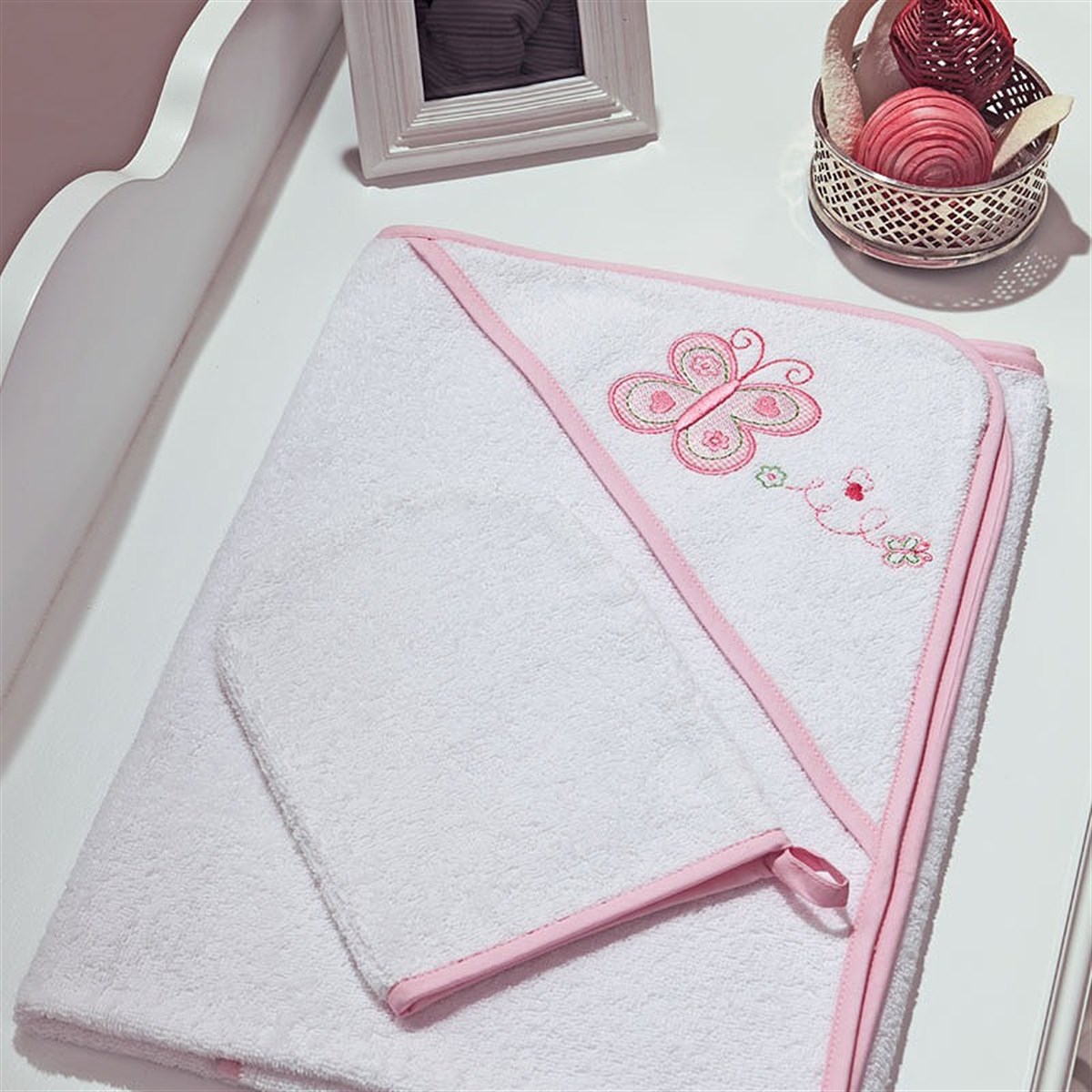 Funnababy Üçgen Başlıklı Havlu Daisy Pembe