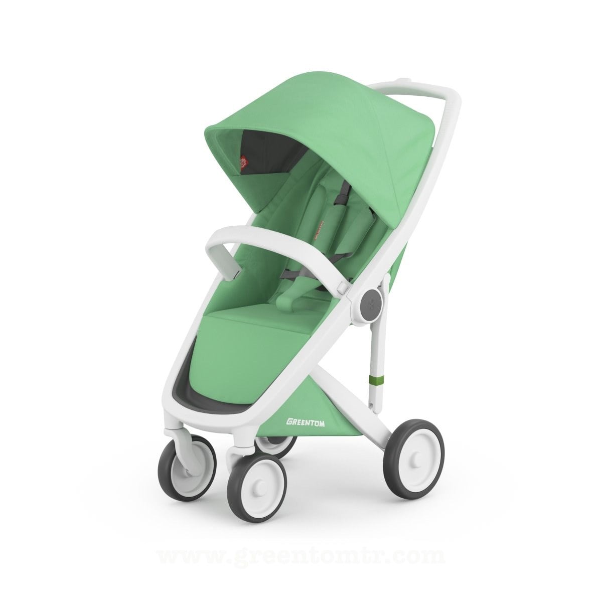Greentom Classic Bebek Arabası Beyaz Kasa Mint Yeşili Kumaş Seti