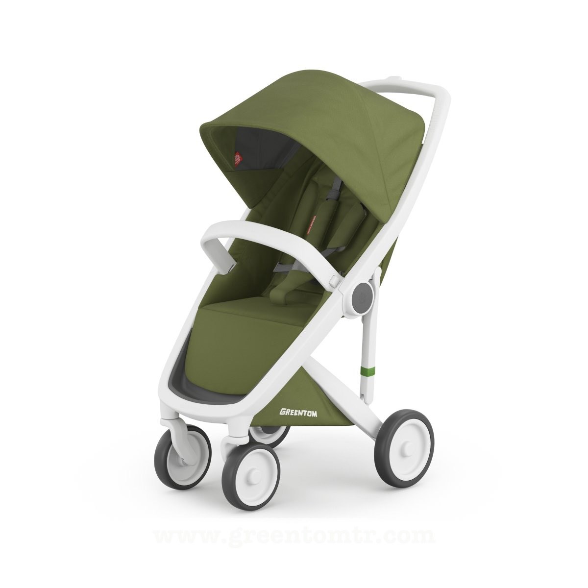 Greentom Classic Bebek Arabası Beyaz Kasa Haki Kumaş Seti