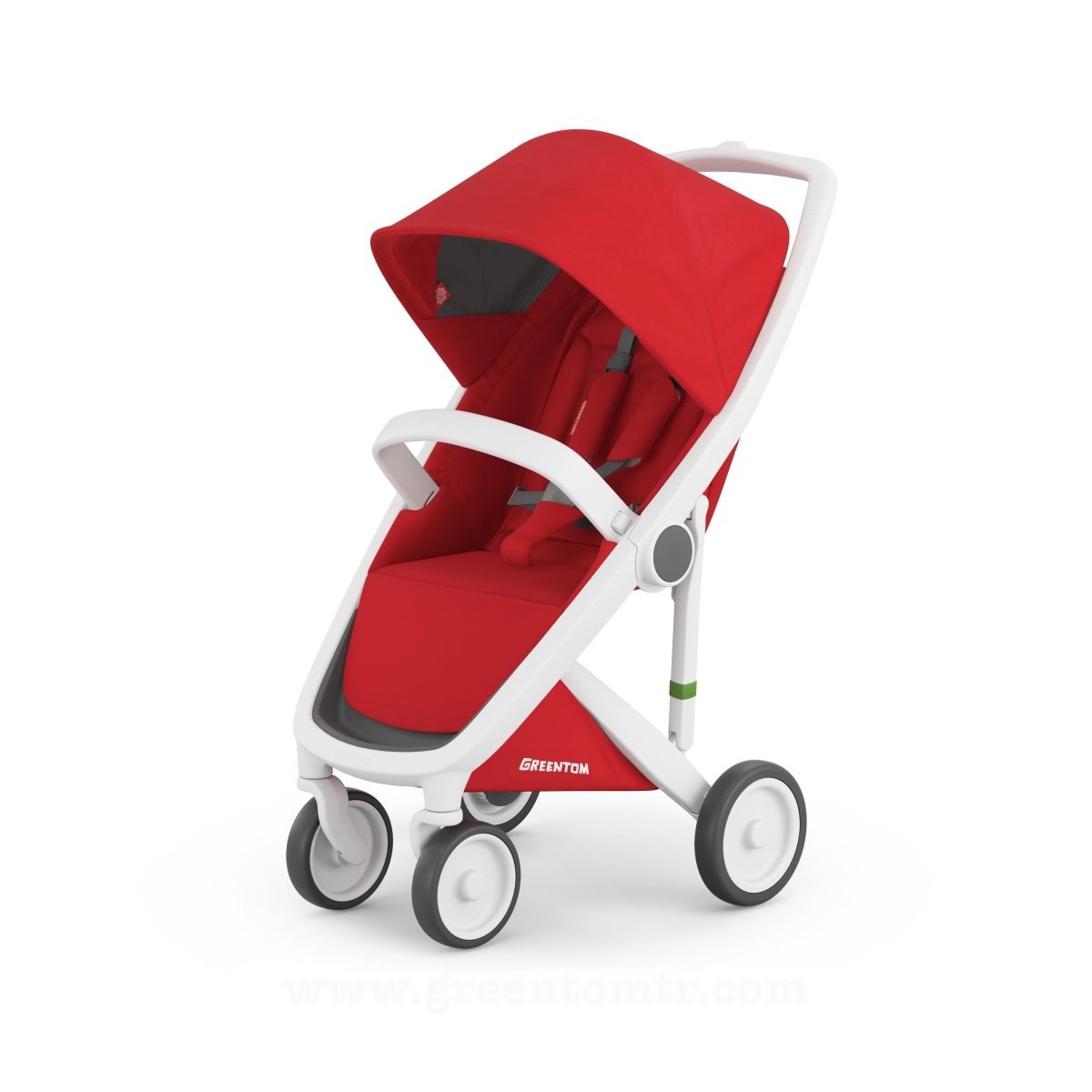 Greentom Classic Bebek Arabası Beyaz Kasa Kırmızı Kumaş Seti