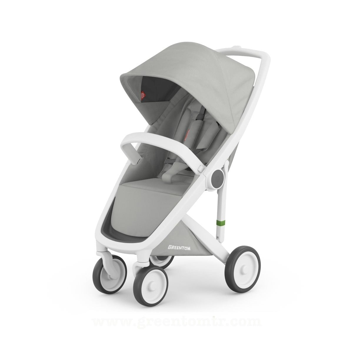 Greentom Classic Bebek Arabası Beyaz Kasa Gri Kumaş Seti