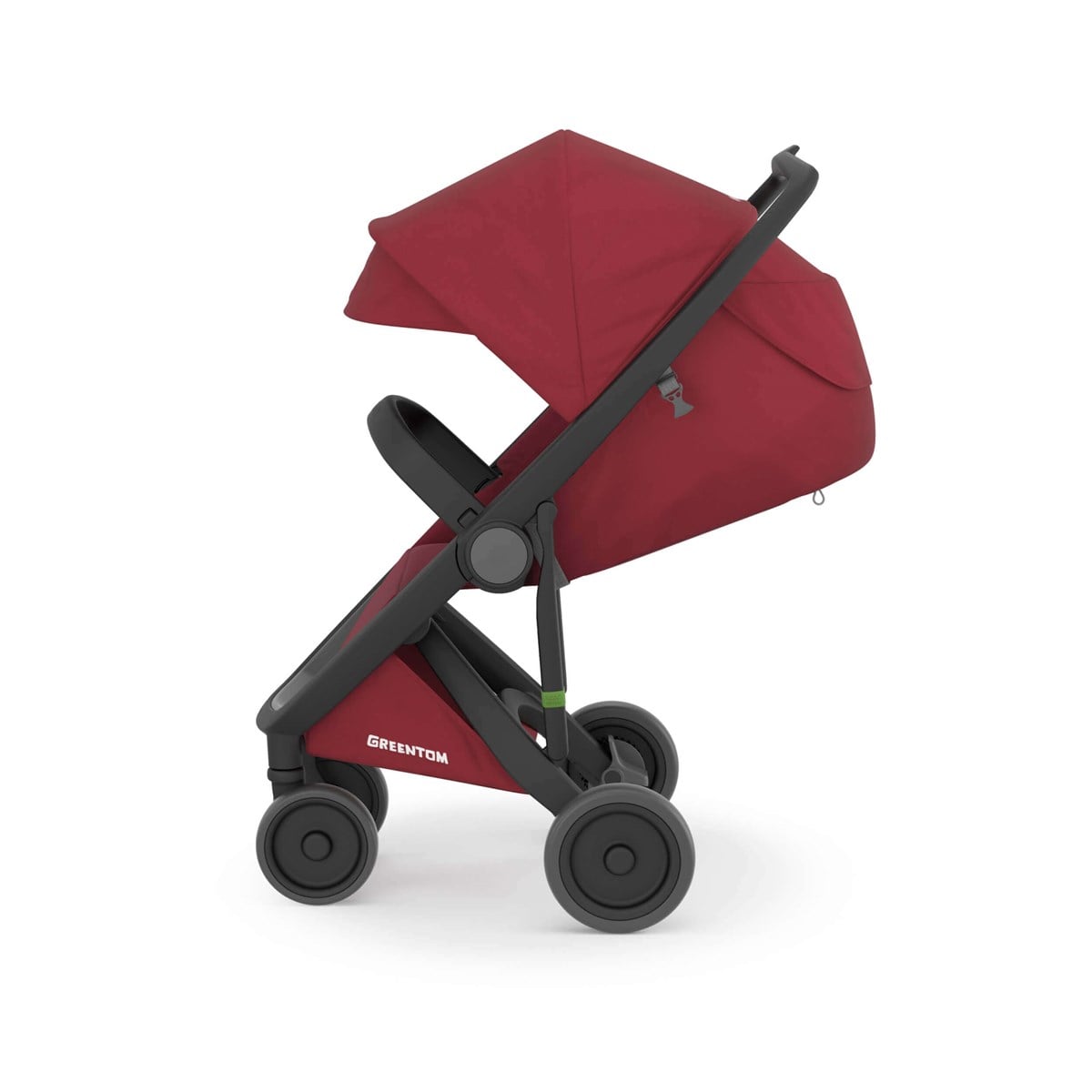 Greentom Classic Bebek Arabası Siyah Kasa Çilek Kumaş Seti