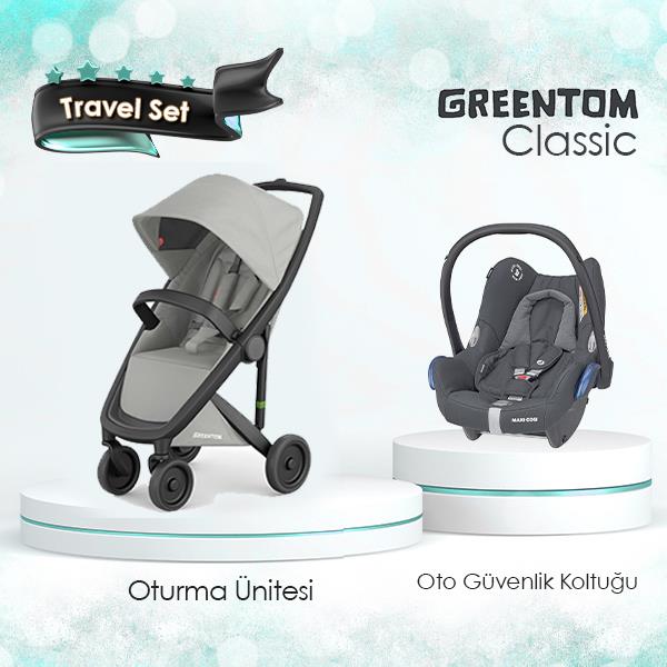 Greentom Classic Travel Set Bebek Arabası Siyah Şasi-Gri