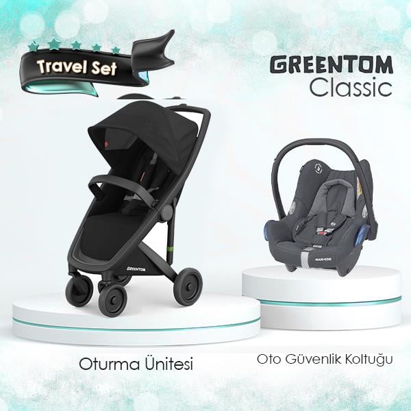 Greentom Classic Travel Set Bebek Arabası Siyah Şasi-Siyah