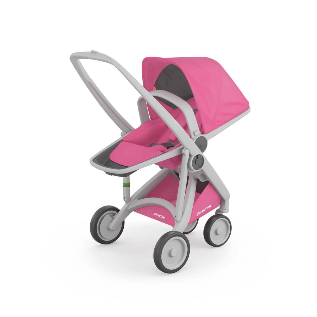 Greentom Reversible Çift Yönlü Bebek Arabası Gri Kasa Pembe