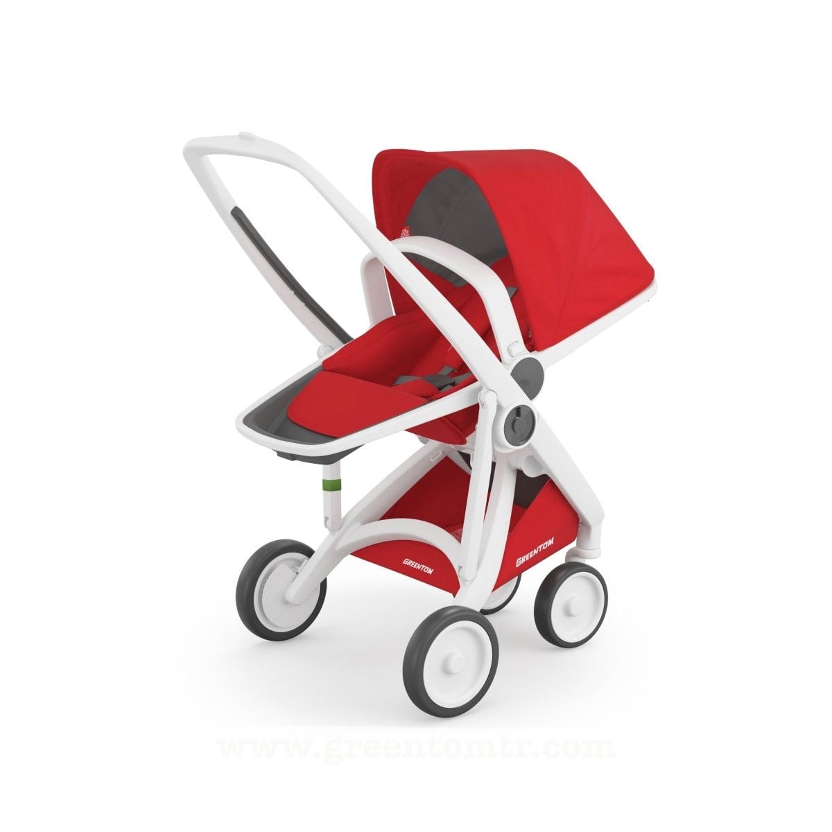 Greentom Reversible Çift Yönlü Bebek Arabası Beyaz Kasa Kırmızı