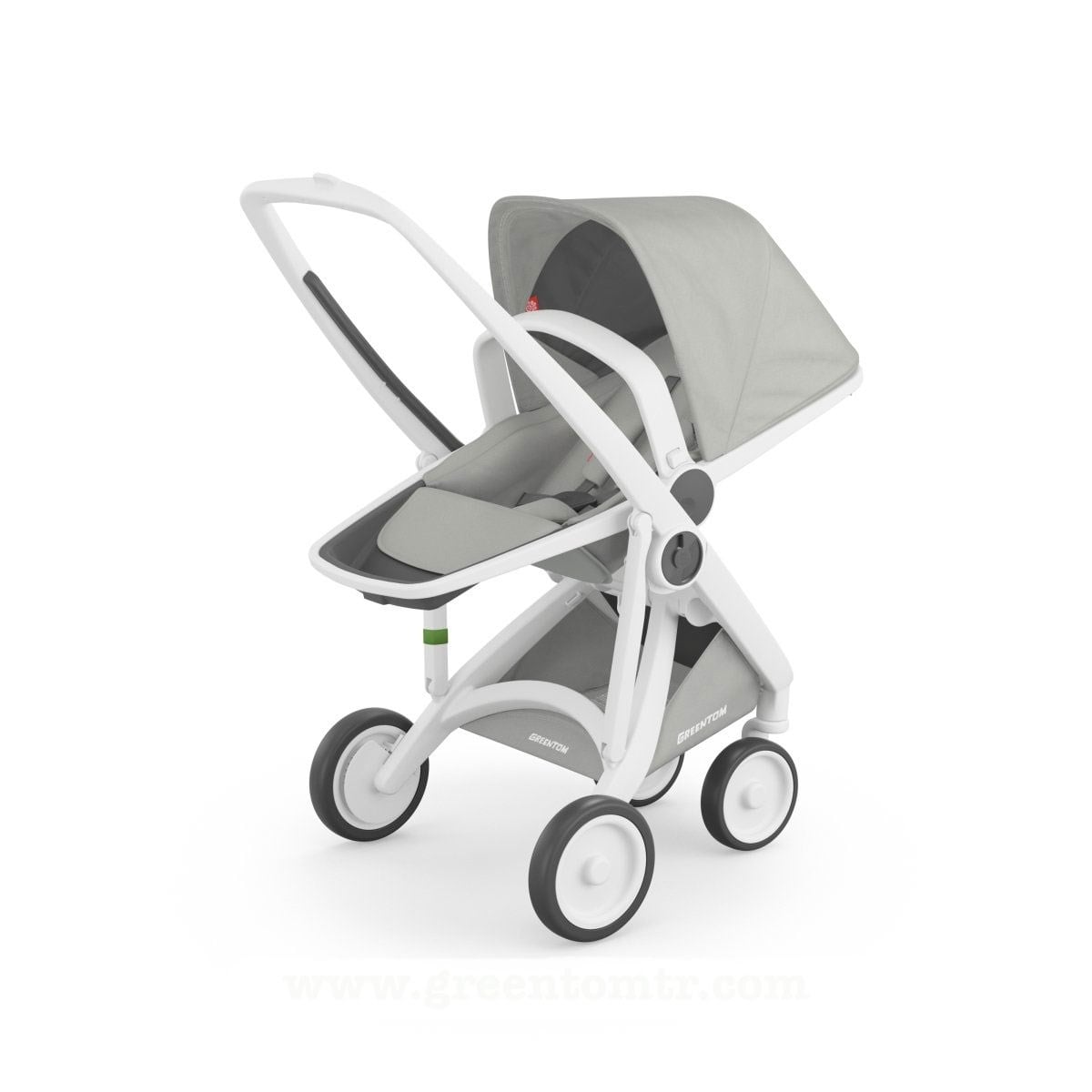 Greentom Reversible Çift Yönlü Bebek Arabası Beyaz Kasa Gri