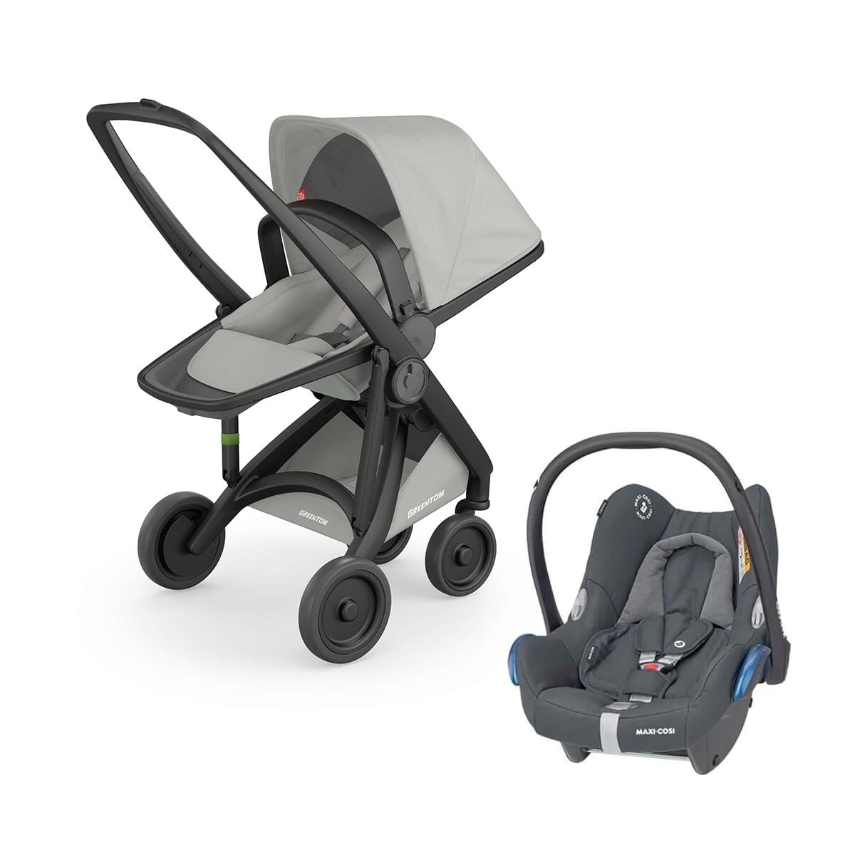 Greentom Reversible Travel Set Bebek Arabası Siyah Şasi Gri
