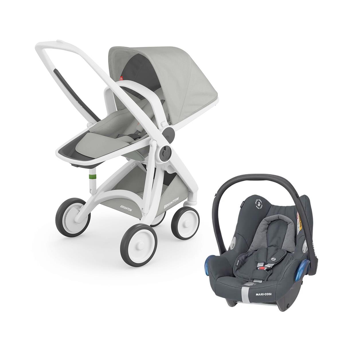 Greentom Reversible Travel Set Bebek Arabası Beyaz Şasi Gri