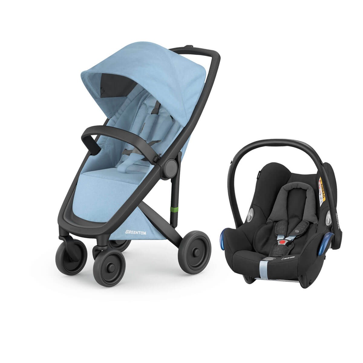 Grrentom Classic Travel Set Bebek Arabası Siyah Şasi-Gökyüzü