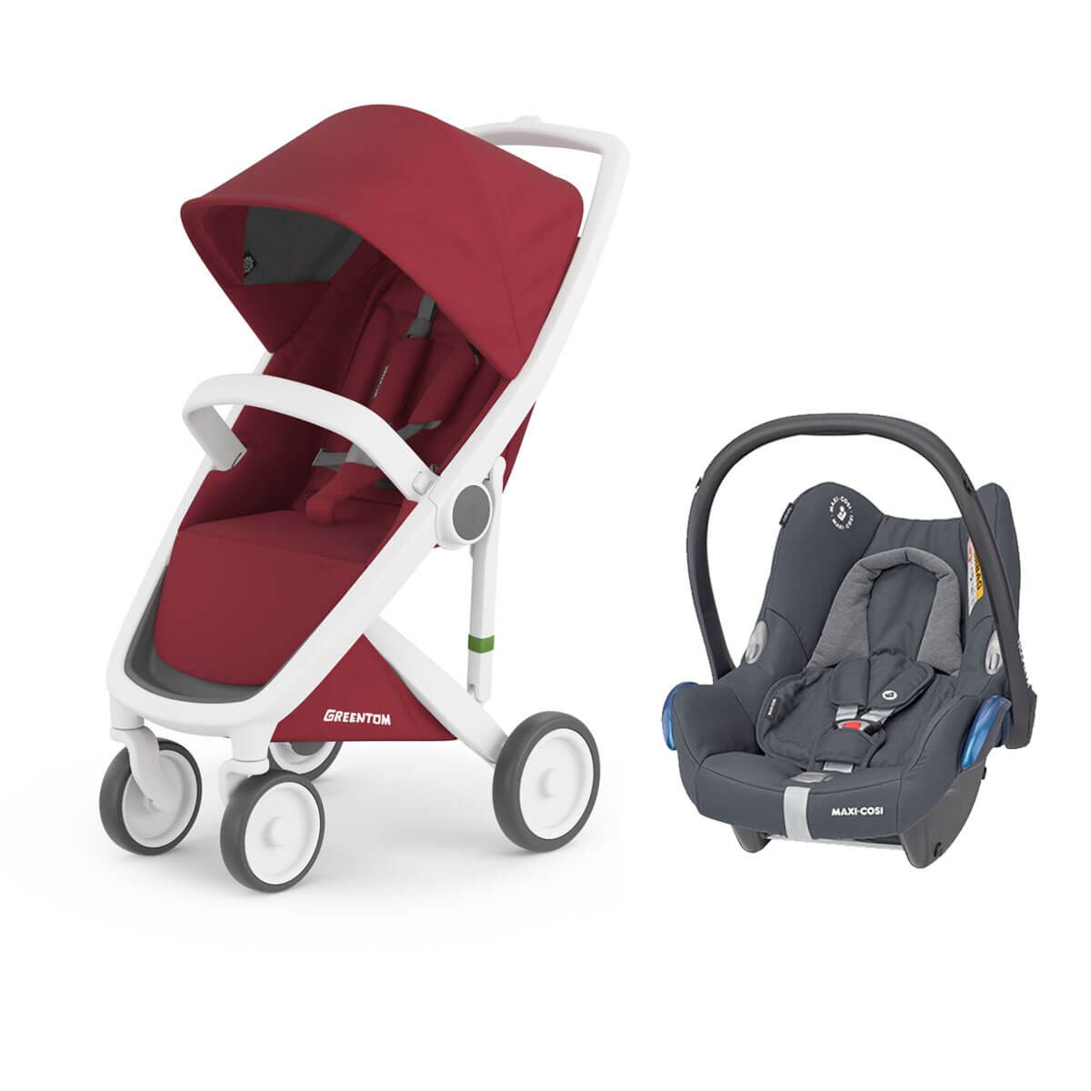 Grrentom Classic Travel Set Bebek Arabası Beyaz Şasi-Çilek