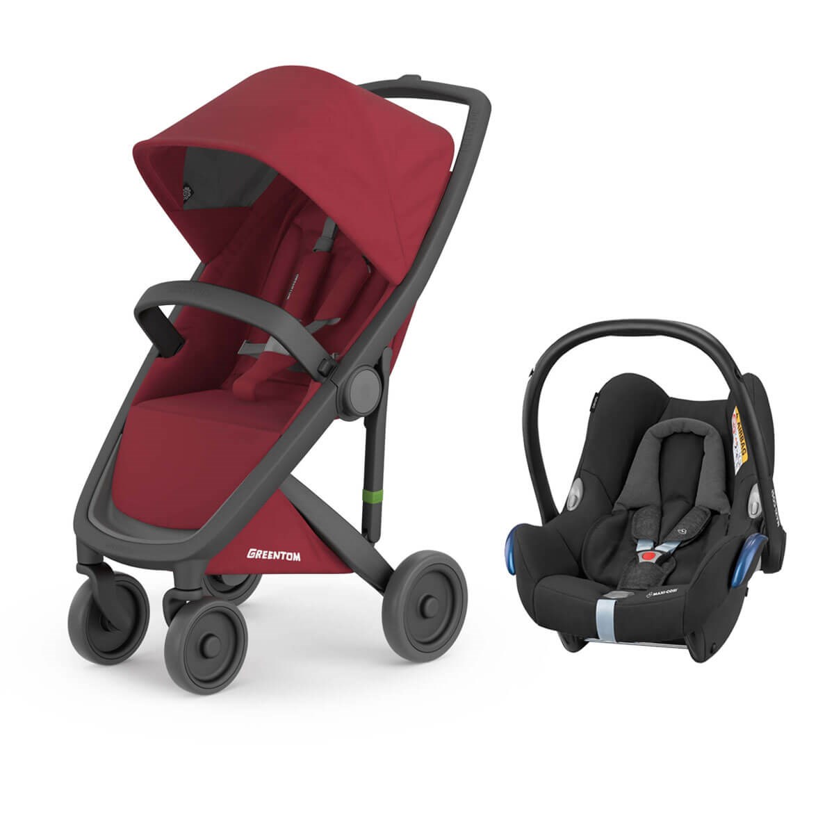 Grrentom Classic Travel Set Bebek Arabası Siyah Şasi-Çilek