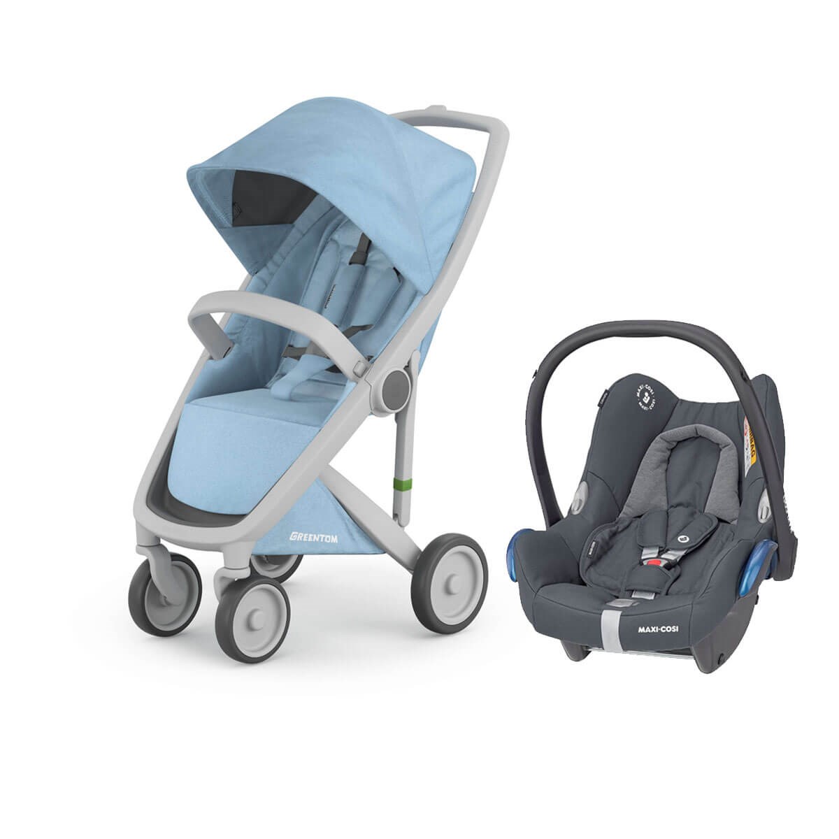 Grrentom Classic Travel Set Bebek Arabası Gri Şasi-Gökyüzü