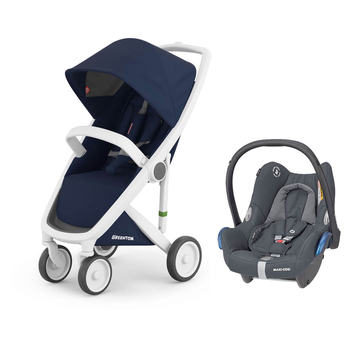 Grrentom Classic Travel Set Bebek Arabası Beyaz Şasi-Mavi