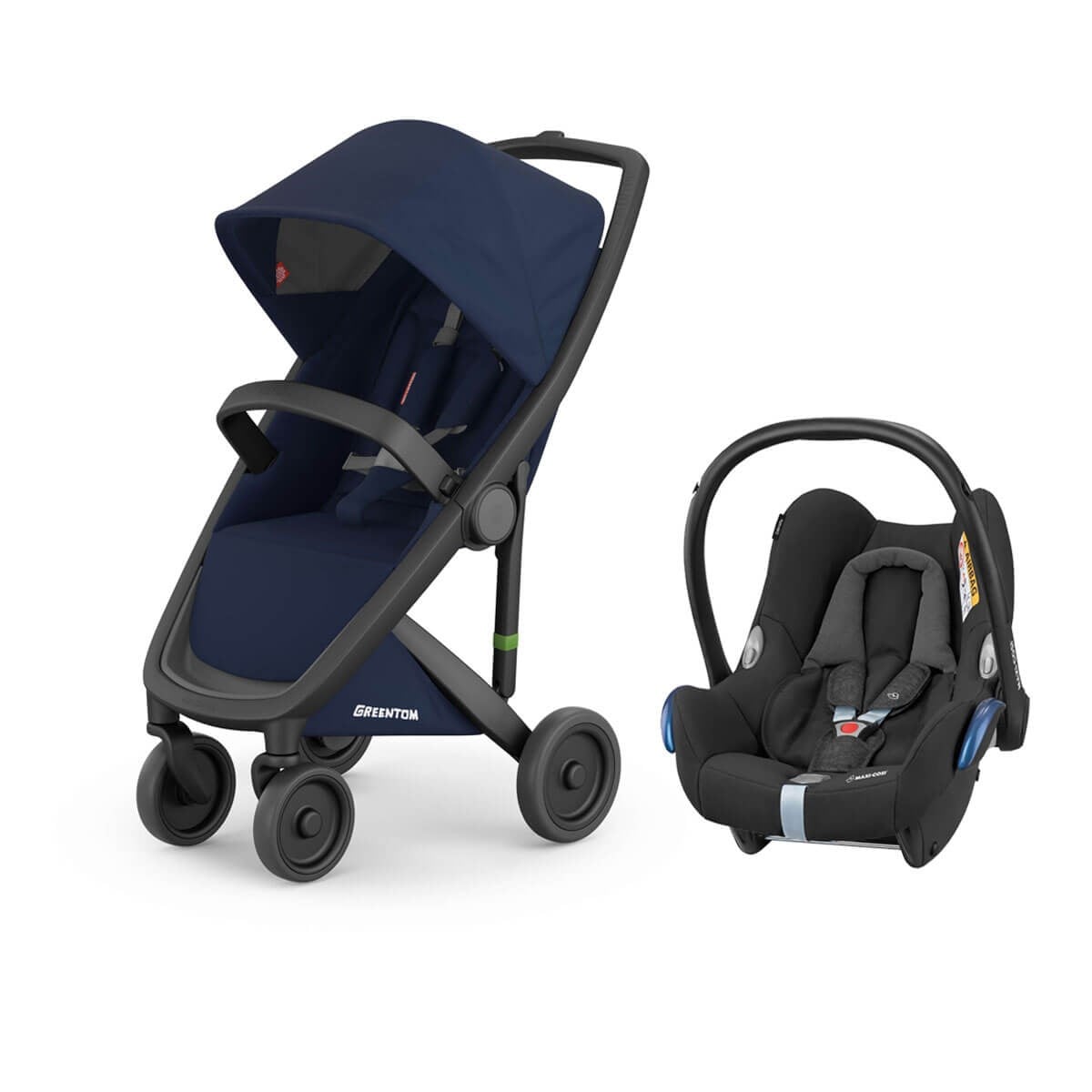 Grrentom Classic Travel Set Bebek Arabası Siyah Şasi-Mavi
