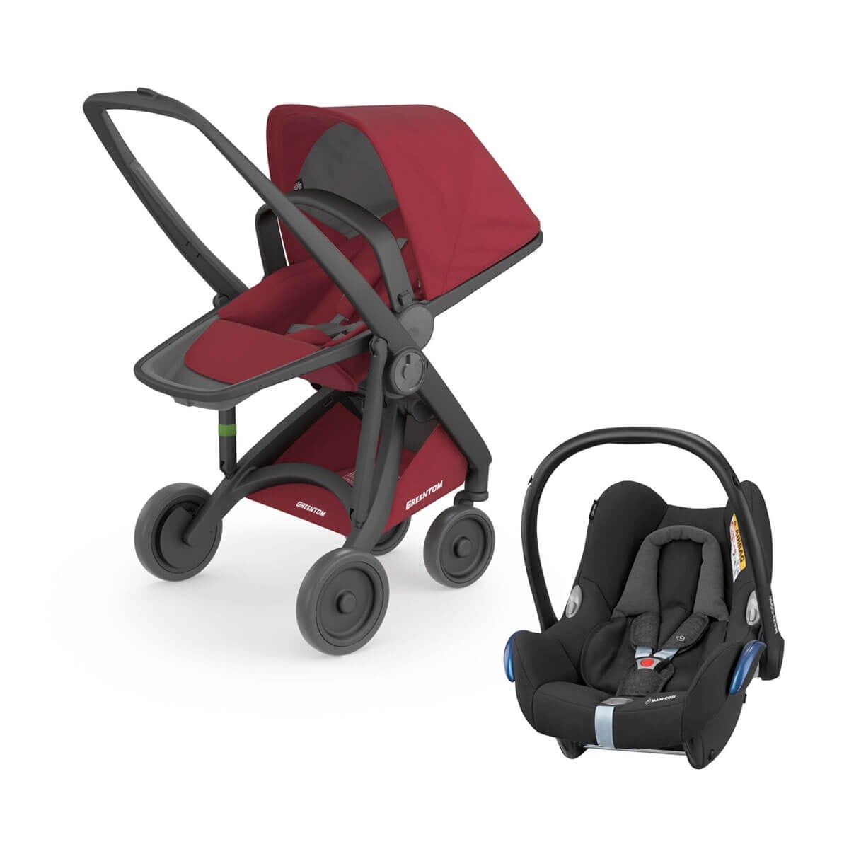 Grrentom Reversible Travel Set Bebek Arabası Siyah Şasi Çilek