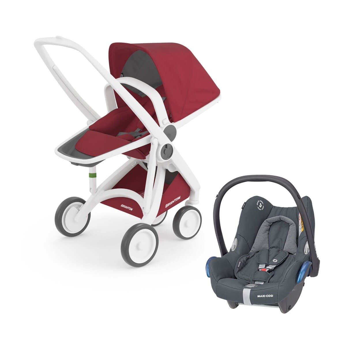 Grrentom Reversible Travel Set Bebek Arabası Beyaz Şasi Çilek