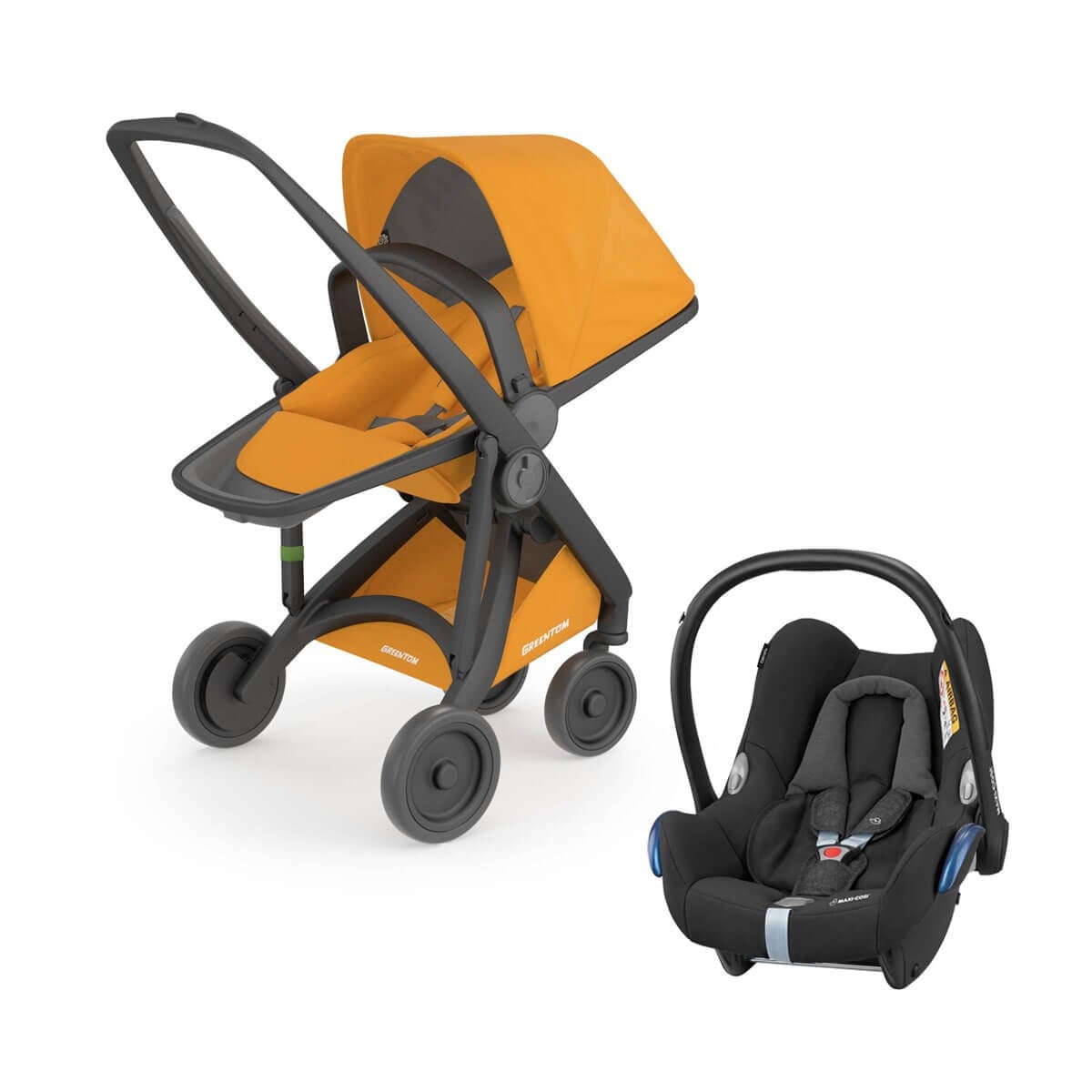 Grrentom Reversible Travel Set Bebek Arabası Siyah Şasi Sarı