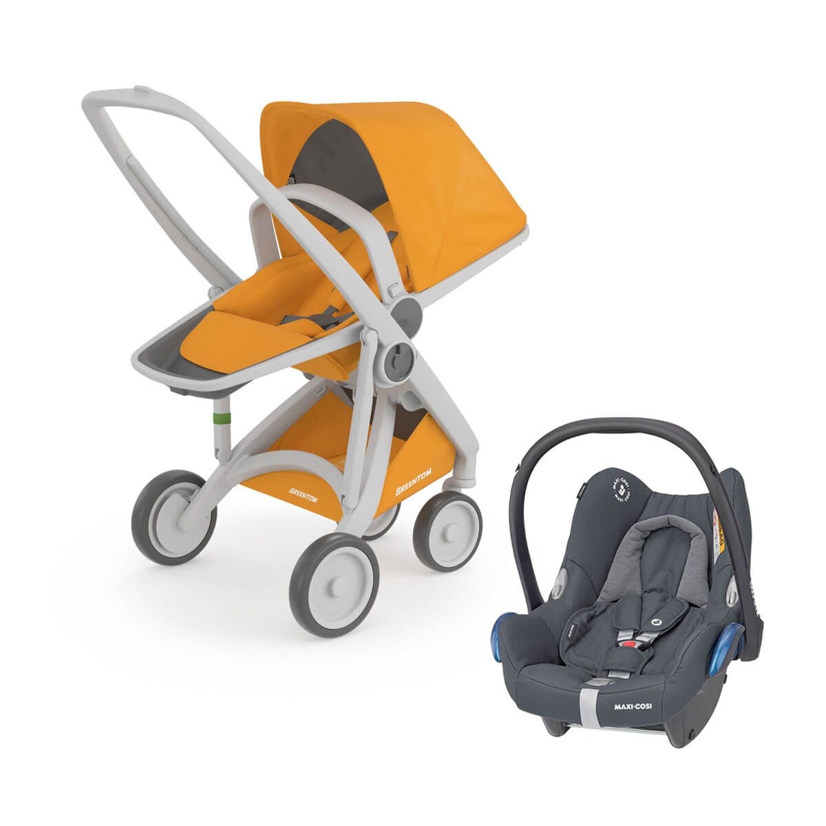 Grrentom Reversible Travel Set Bebek Arabası Gri Şasi Sarı