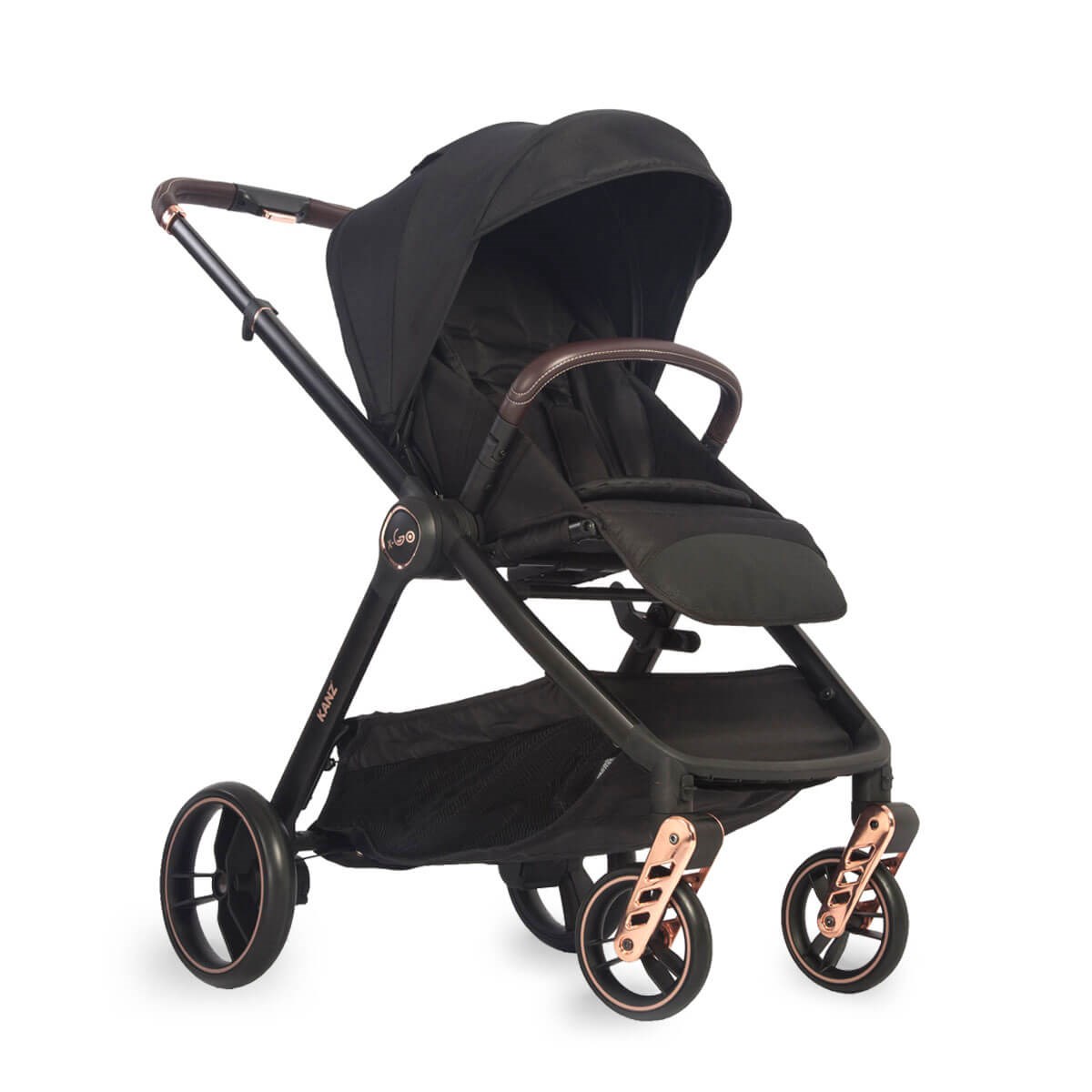 Kanz X-Go Çift Yönlü Bebek Arabası Rose Gold Siyah