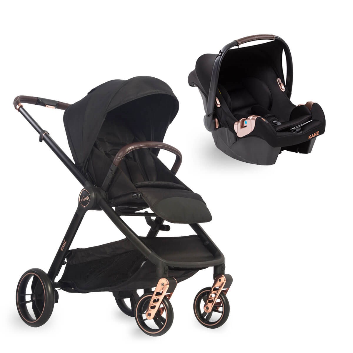 Kanz Xgo Travel Sistem Bebek Arabası Rose Gold Siyah