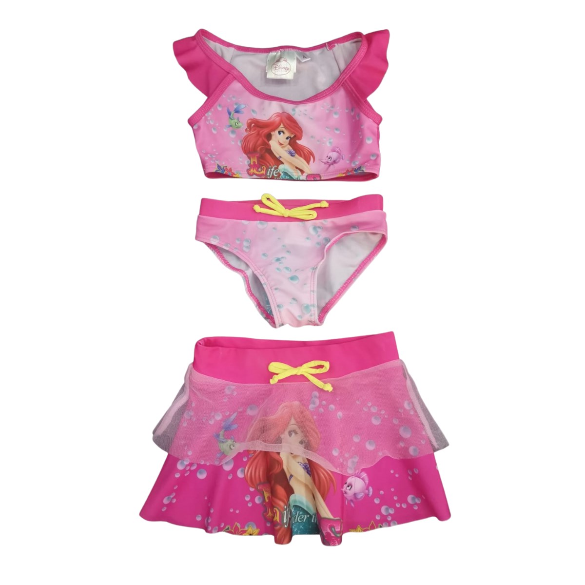 Little Mermaid Lisanslı Pareolu Tüllü Etekli Kız Çocuk Bikini