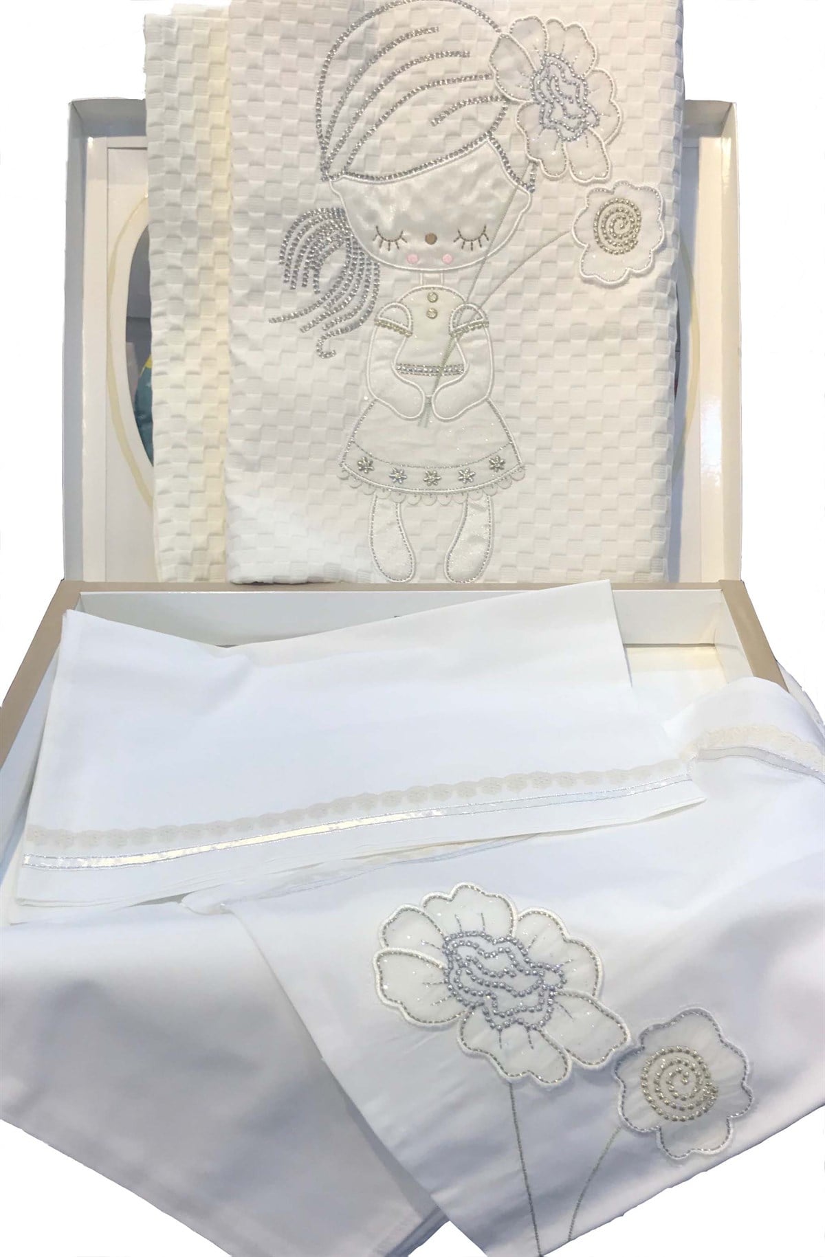 Mini Damla Şeker Kız 4 Parçalı Pike Takımı