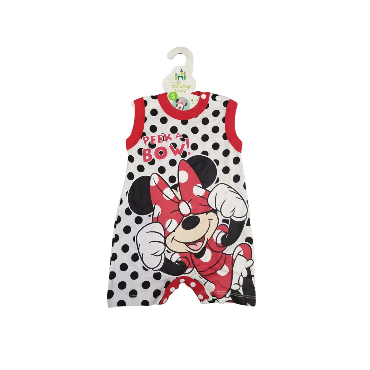 Minnie Mouse Yazlık Bebek Tulumu Kırmızı Puanlı
