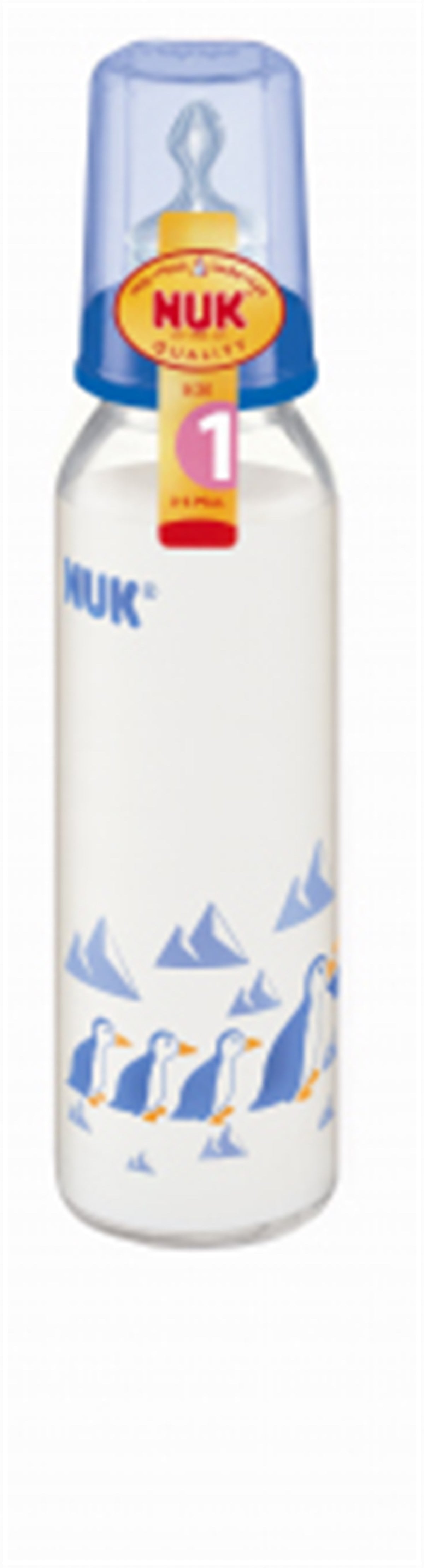 NUK Standart Cam Biberon 250 ml - Silikon Emzikli Mavi