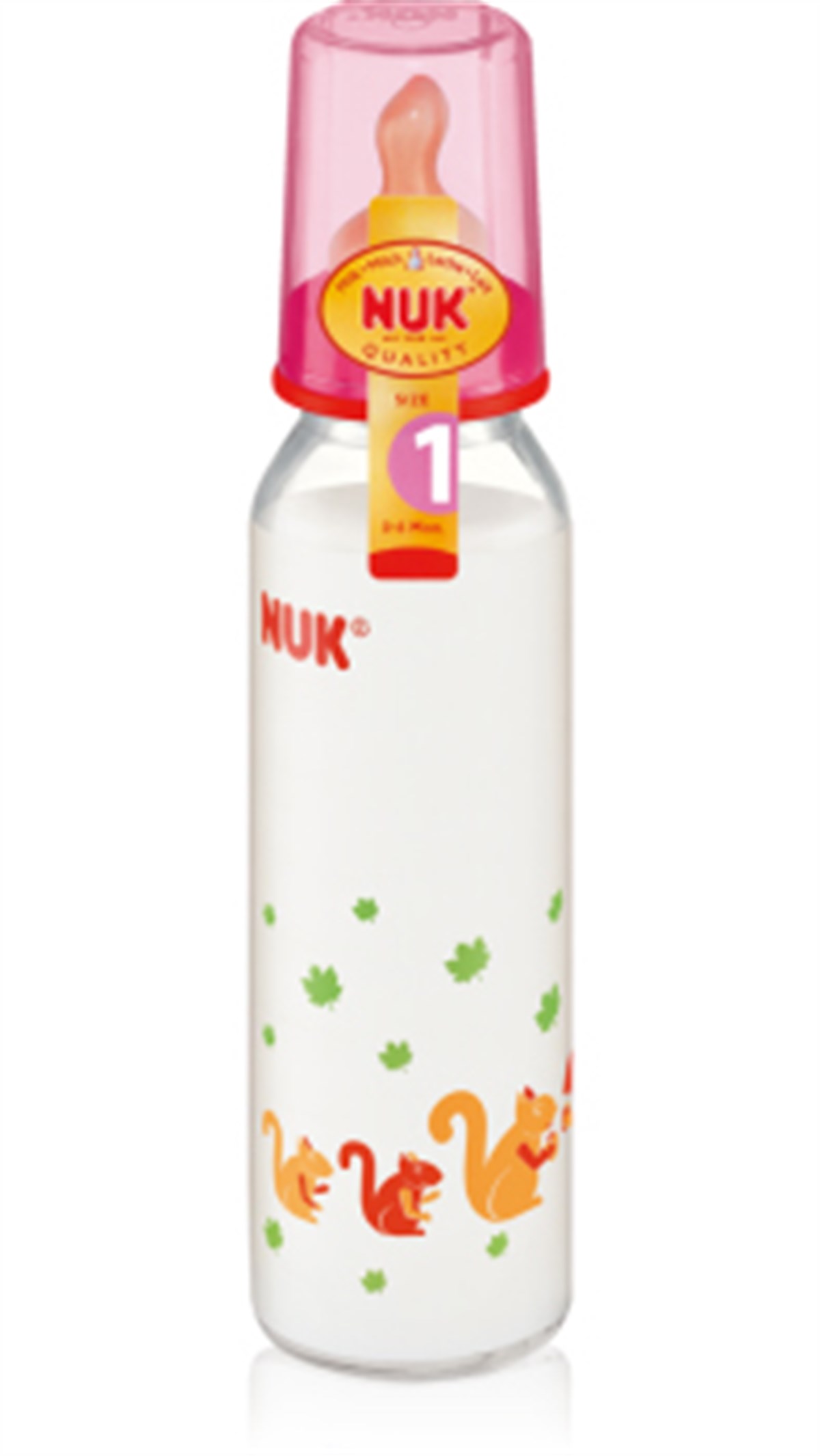 NUK Standart Cam Biberon 250ml - Kauçuk Emzikli Pembe