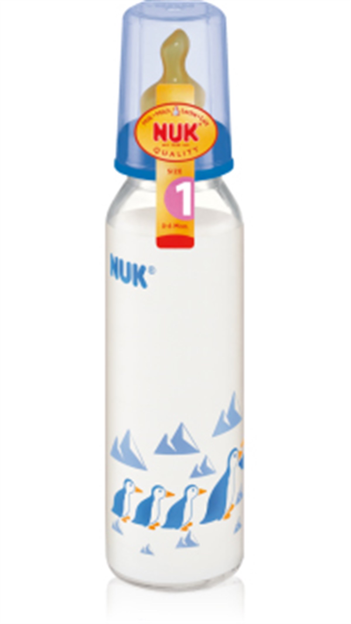 NUK Standart Cam Biberon 250ml - Kauçuk Emzikli Mavi