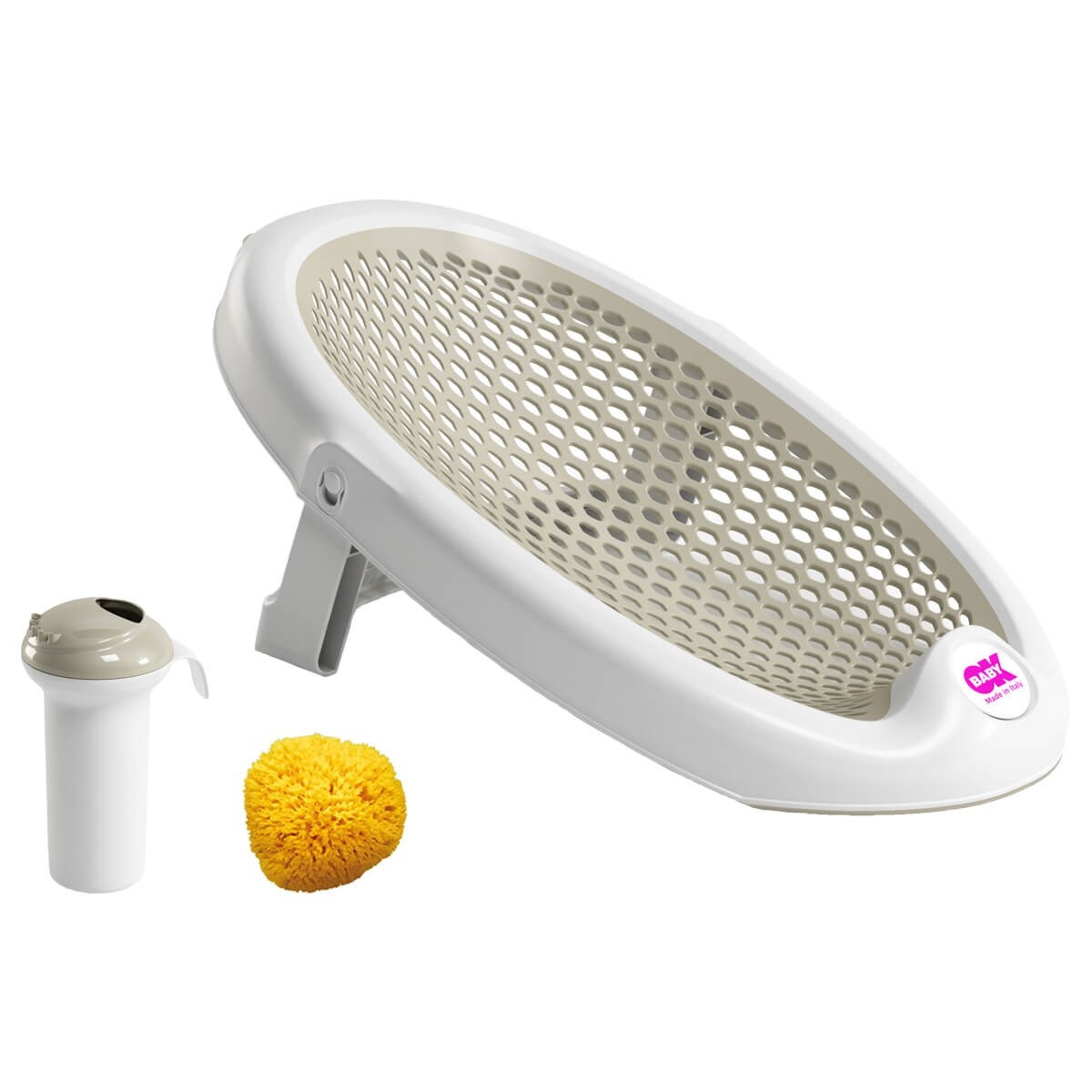 OkBaby Jelly Küvet Aparatı & Splash Bebek Duşu & Doğal Banyo Süngeri No.10 / Gri