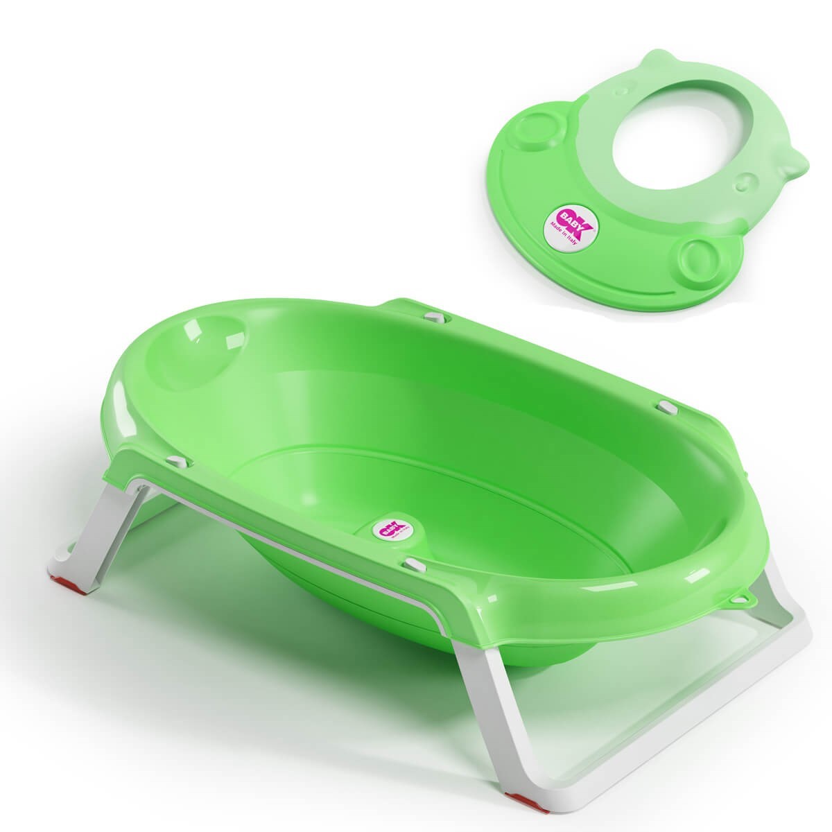 OkBaby Onda Slim Katlanır Bebek Küveti & Hippo Banyo Siperliği / Yeşil