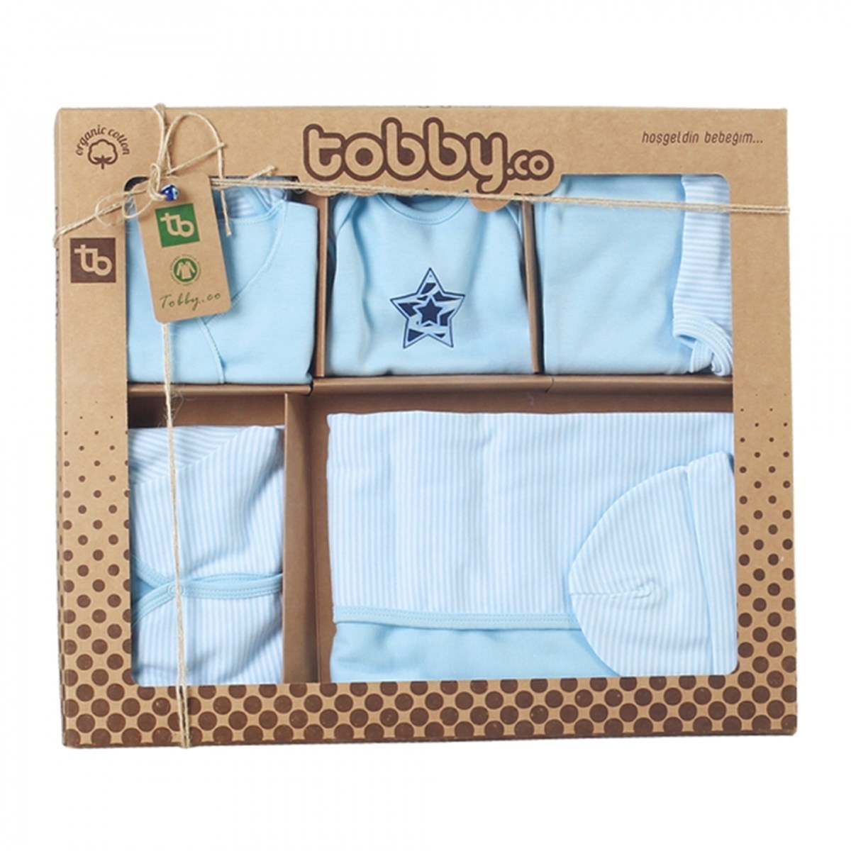 Tobby.co Organik Mavi Çizgili Hastane Çıkışı 10 Parça