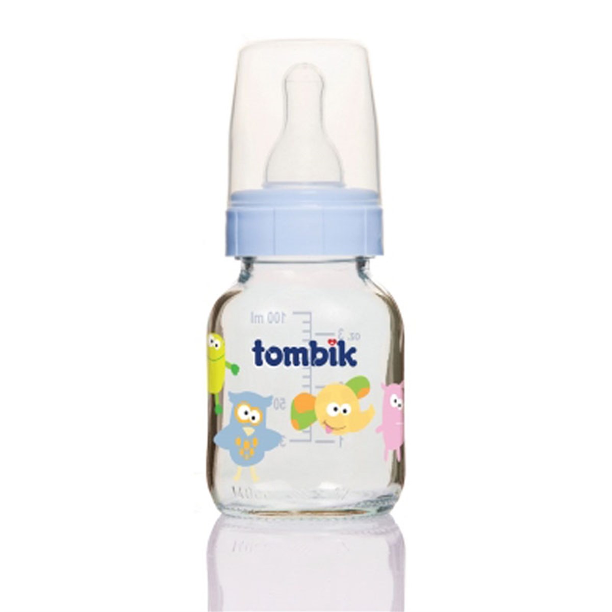 Tombik Cam Biberon 100 ml  Şaşkın Hayvancıklar Mavi