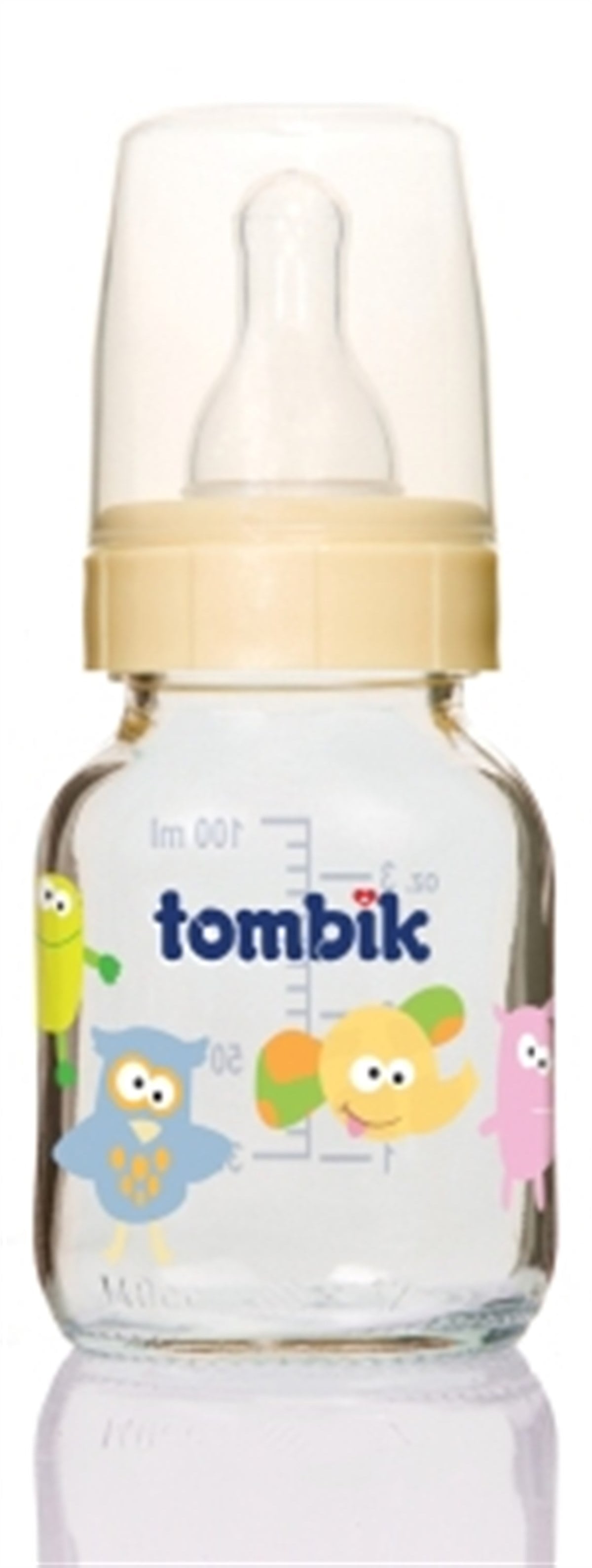 Tombik Cam Biberon 100 ml  Şaşkın Hayvancıklar Ekru