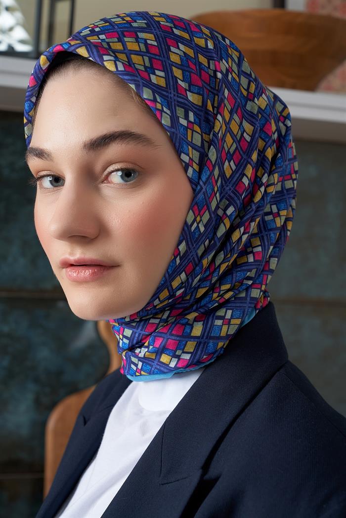 Zencerek İpeksi Eşarp Mavi