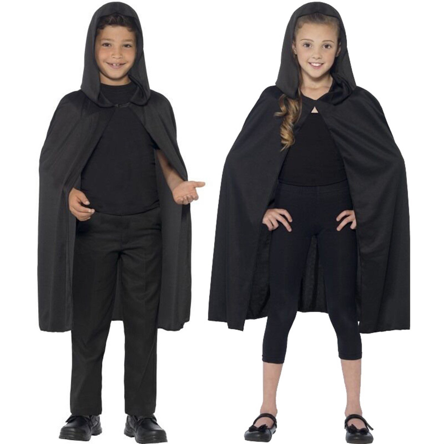 Azrail Çocuk Pelerini Siyah Kapüşonlu Saten 80cmPelerinlerKostümPartim ★ Kapüşonlu Çocuk Pelerin Siyah Saten / Pelerinler