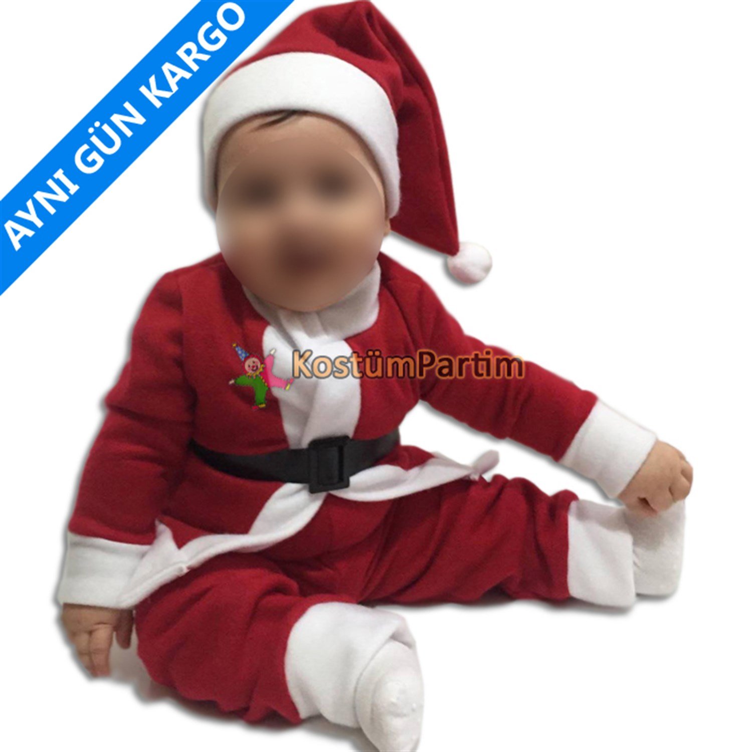 Bebek Noel Baba Kostümü 1Yaş - 2Yaş - 3Yaş Kıyafeti Polar