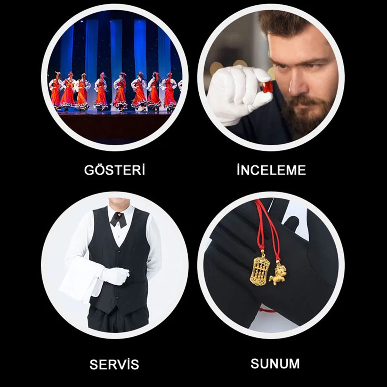 Beyaz Eldiven Yetişkin Palyaço Pandomim Eldiveni