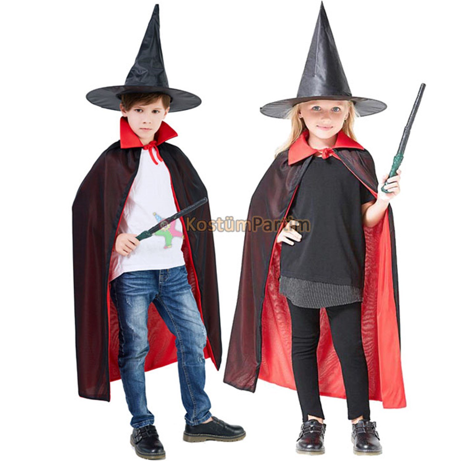 Çift Taraflı Pelerin ve Şapkalı Dracula Seti